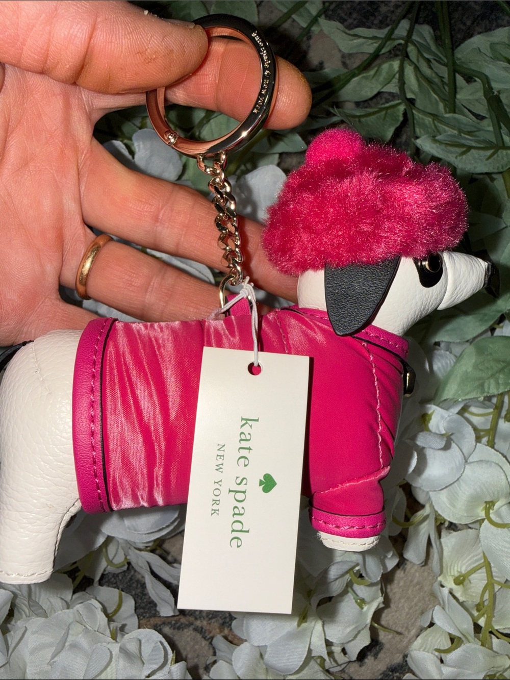 kate spade Hot Pink Poodle Bag Charm Keychain